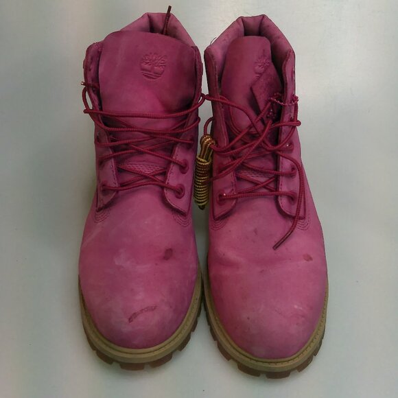 Timberland Boots Women's Size 7 Pink Nellie Chukka Nubuck Leather Shoes - Picture 2 of 10